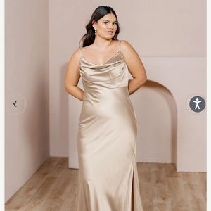 Revelry Sky Satin Dress. Gold Champagne. Size 6